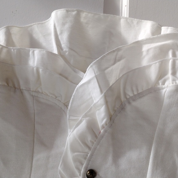 Winter white button down top with ruffles - Picture 3 of 5